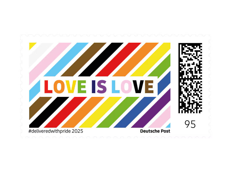 Limitierte Sonderedition #deliveredwithpride 2025 - Love is Love, Briefmarke zu 0,95 €, 10er-Bogen