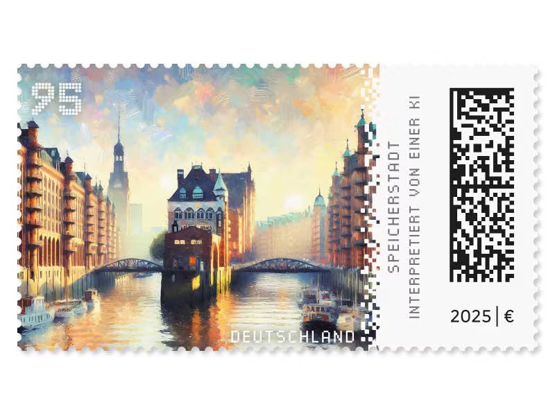 Speicherstadt Hamburg, Briefmarke zu 0,95 €, 10er - Bogen - Radio Buxtehude