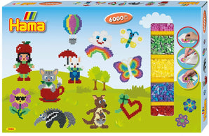 HAMA - Gigantische Geschenkverpackung - Bügelperlen Midi, ca. 6000 Stück inklusive Stiftplatten und Zubehör