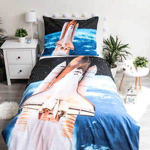 Space Shuttle Bettwäsche - weiche Baumwolle 140x200 cm Kissen und Decke