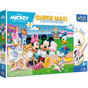 Disney Mickey + Minnie Mouse - Primo Super Maxi Puzzle 24 Teile und Malvorlage