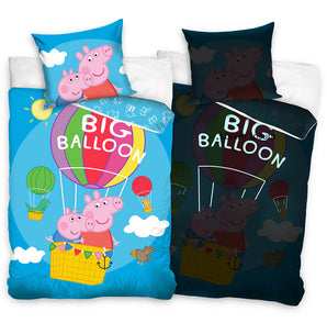 Peppa Pig - Bettwäsche 135x200 + 80x80 cm - Glow in the Dark