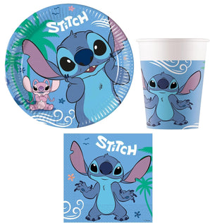 Stitch - 52-teiliges Party Geschirrset mit großen Tellern
