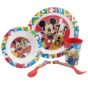 Micky Maus Plastik Geschirr Set 5-Teile Kunststoffset für Kinder