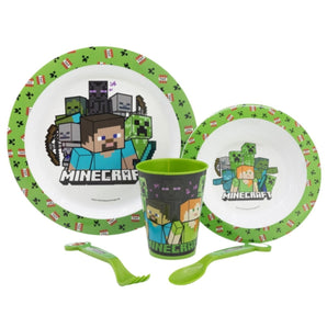 Minecraft Plastik Geschirr Set 5-Teile Kunststoffset für Kinder