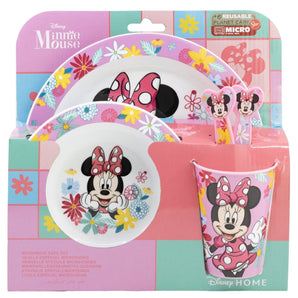 Minnie Maus Plastik Geschirr Set 5-Teile Kunststoffset für Kinder