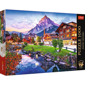 Stadt in den Alpen, Schweiz - Premium Plus Puzzle 1000 Teile
