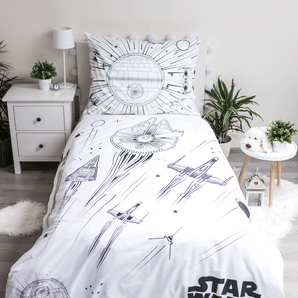 Star Wars Bettwäsche mit Leuchteffekt - weiche Baumwolle 140x200 cm Kissen und Decke