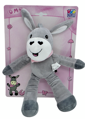 Plüschtier Esel 30 cm, grau / rosa mit Rassel