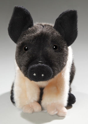 Schwein schwarz-rosa sitzend ca. 18 cm