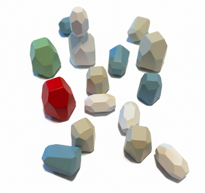 16 farbige Holz Stapelsteine - Kinder Balanciersteine für motorische Entwicklung