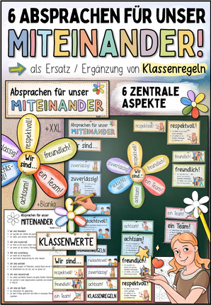 Absprachen für das Miteinander / 6 Klassenwerte statt Klassenregeln Schuljahresanfang