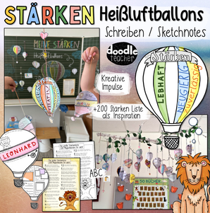 Meine Stärken - Heißluftballon Bastelvorlage + 200 Stärken Liste