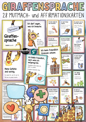 28 Mutmachkarten und Affirmationen zur Giraffensprache – Gewaltfreie Kommunikation stärken