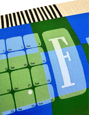 Fine Art Wandkalender // Kilim Karo grün türkis