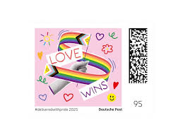 Limitierte Sonderedition #deliveredwithpride 2025 - Love wins, Briefmarke zu 0,95 €, 10er-Bogen
