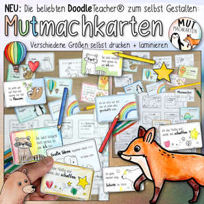 26 Mutmachkarten von Doodleteacher: schwarz-weiß Version (PDF / digitaler Download)