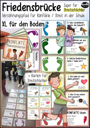Friedensbrücke / A4 Schilder für den Boden im Klassenzimmer / Streitschlichter