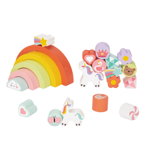 Holz Einhorn Balance Stapelspiel – Montessori Baustein-Set für Kleinkinder