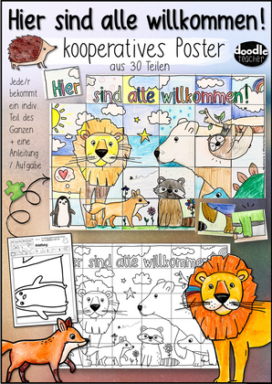 Hier sind alle willkommen! Kooperatives Poster / Gemeinschaftsbild @Mutmachkarten