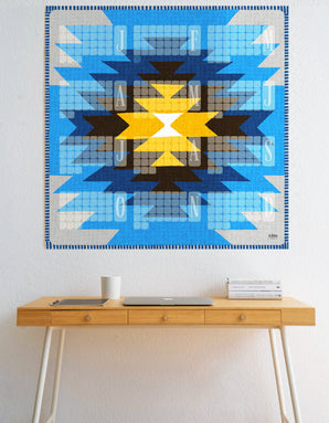 Fine Art Wandkalender // Kilim Yamka azurblau