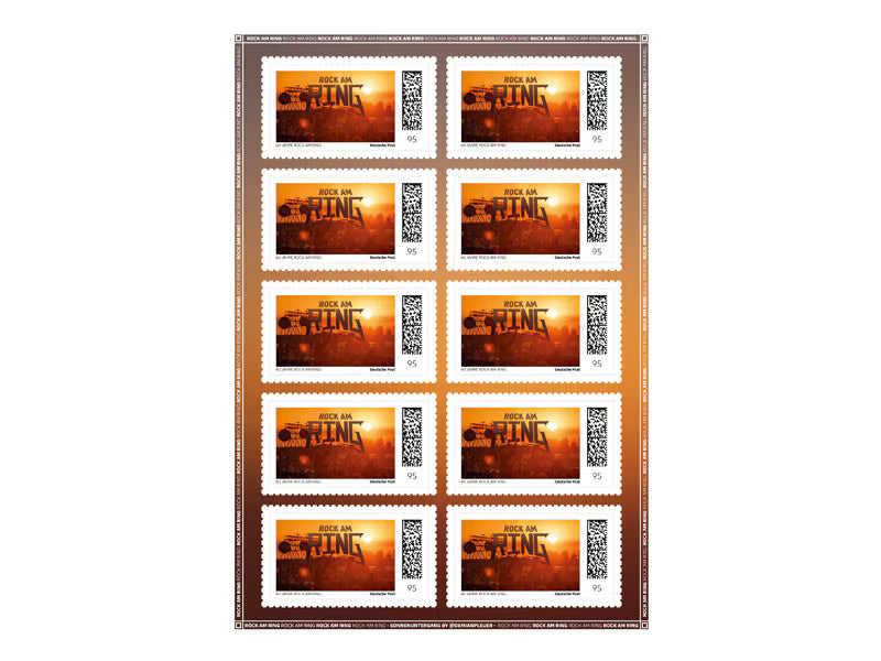 Limitierte Sonderedition "40 Jahre Rock am Ring" - Sonnenuntergang, Briefmarke zu 0,95 EUR, 10er-Bogen