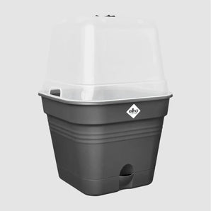 Elho - Green Basics - Quadratische Anzucht-Topf All-In-1 - 30 cm - Living Black
