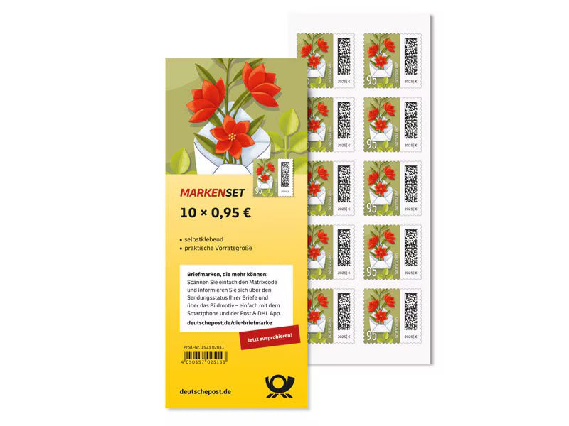 Markenset Blumenbrief, Briefmarke zu 0,95 €, 10er - Set - Radio Buxtehude
