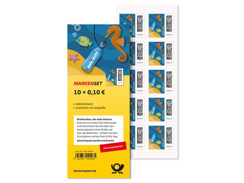 Markenset Flaschenpost, Briefmarke zu 0,10 €, 10er - Set - Radio Buxtehude