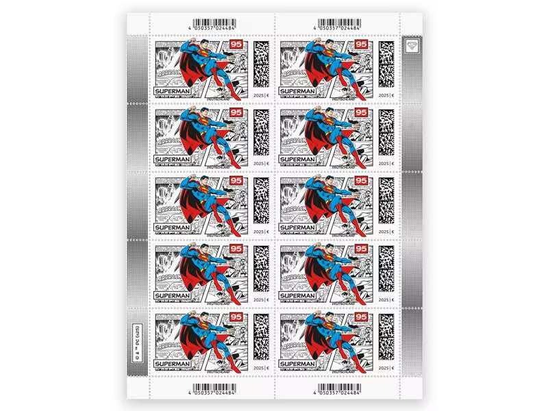 Superman, Briefmarke zu 0,95 €, 10er - Bogen - Radio Buxtehude