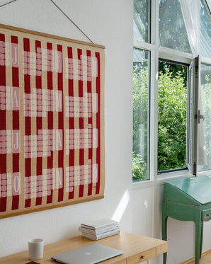 Fine Art Wandkalender // Kilim Stripe creme rot