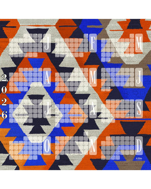Fine Art Wandkalender // Kilim Diamond orange rot