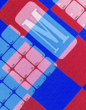 Fine Art Wandkalender // Kilim Karo blau rot